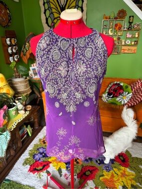 Women’s Purple Paisley Halter Neck Top